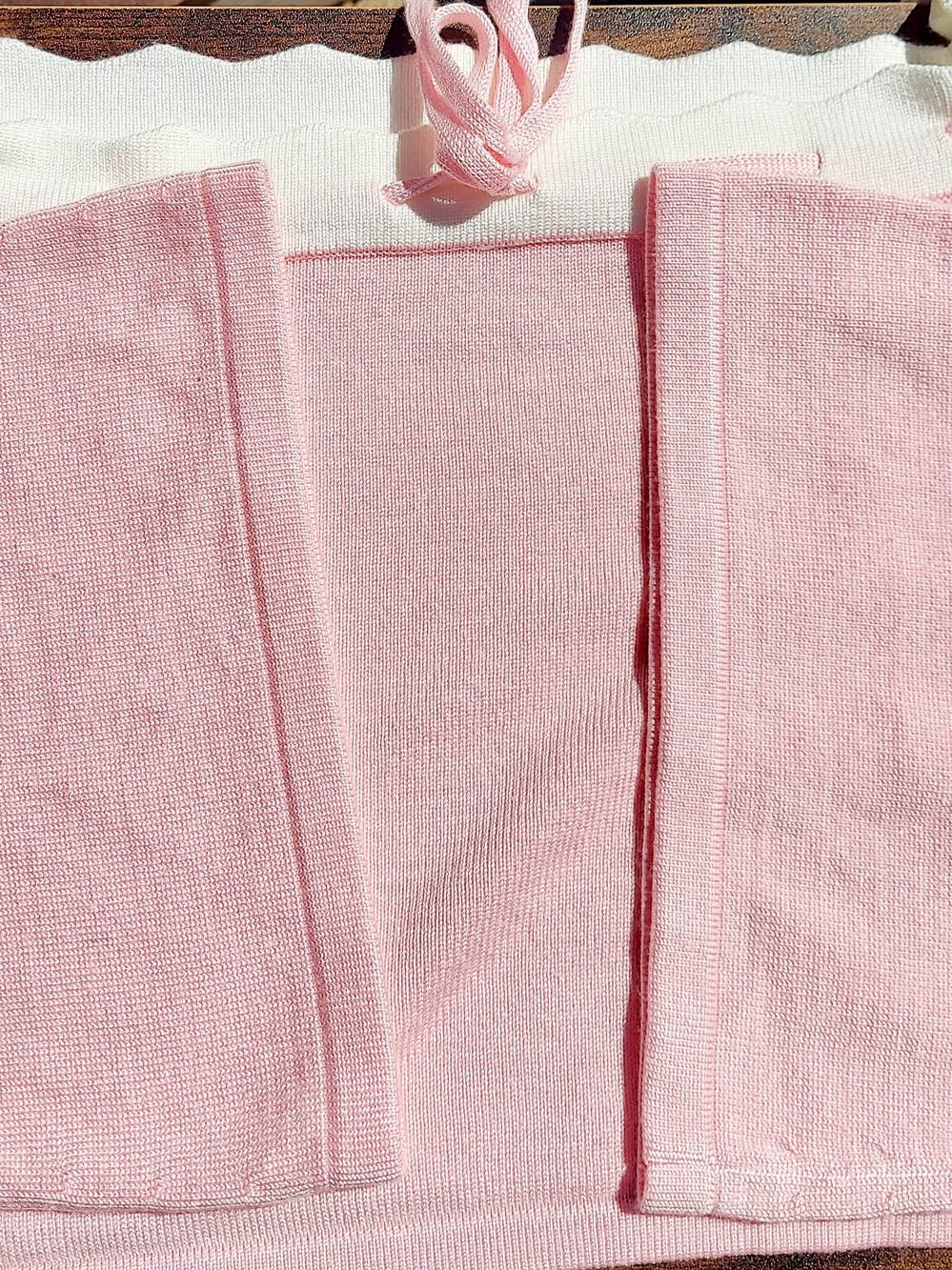 Dee Elly Pastel Pink Soft Knit Crop Bell-Sleeve Top Women Size XL NWOT Nautical - Picture 4 of 7